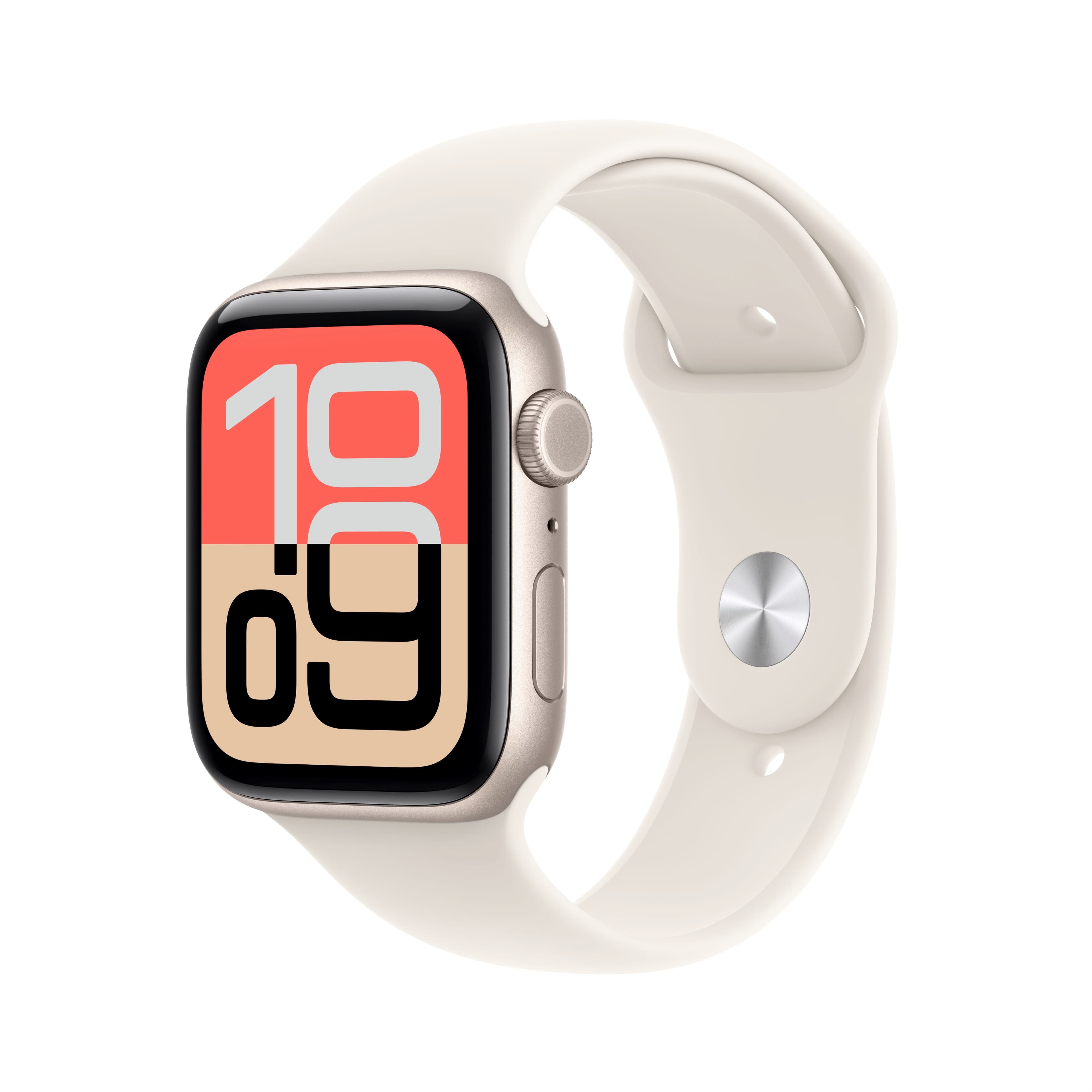 애플워치 SE 3 셀룰러 44mm 스타라이트 알루미늄, 스타라이트 스포츠 밴드 (M/L) (MEPF4KH/A)